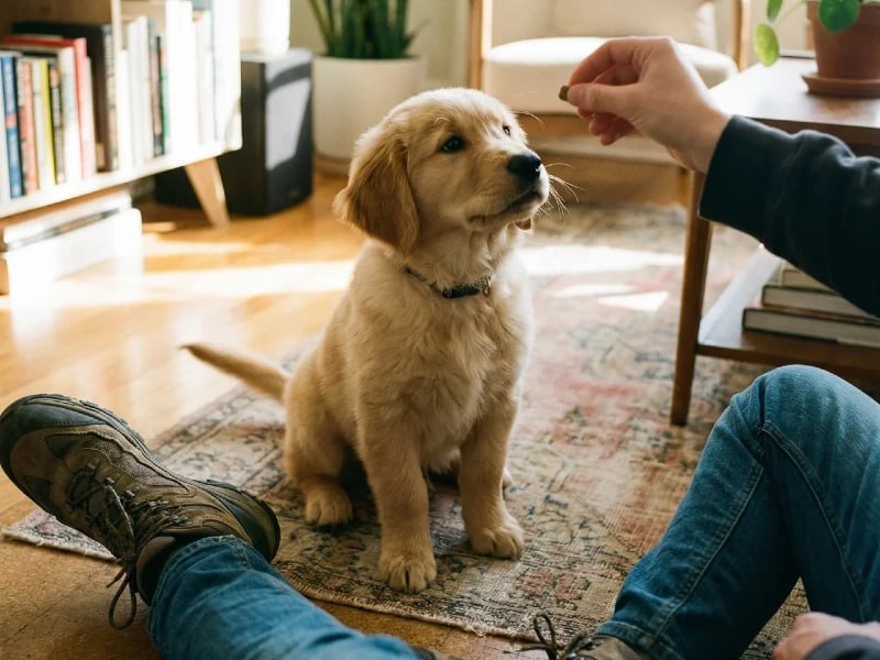 Dog training with positive reinforcement at Uppity Pet Resort in Alvin TX